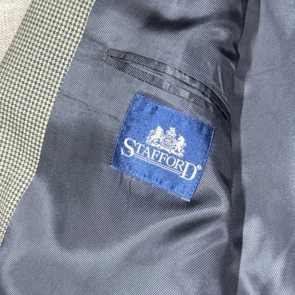 Stafford Mens Worsted Wool Micro Houndstooth Blazer Sport Coat 45L